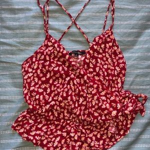 Red floral crop top